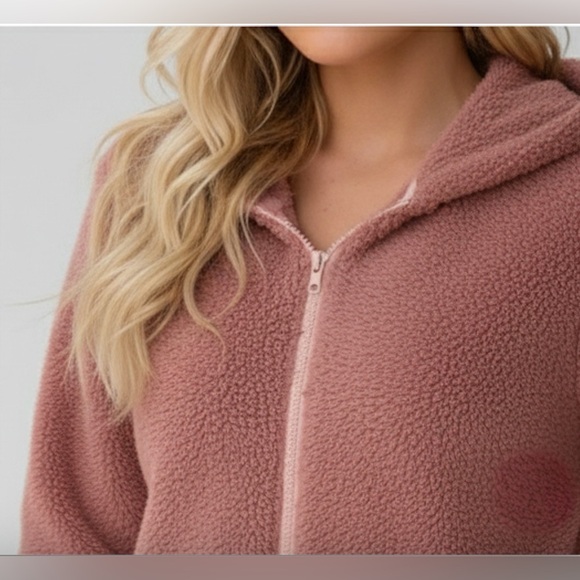 Striped Zip Up Hooded Teddy Jacket - Picture 2 of 7